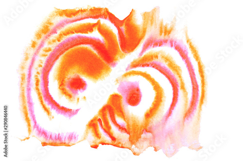 Isolated stain drawn by watercolor paints. Watercolor background for design cutted on a white backdrop. Textural watercolor drawing