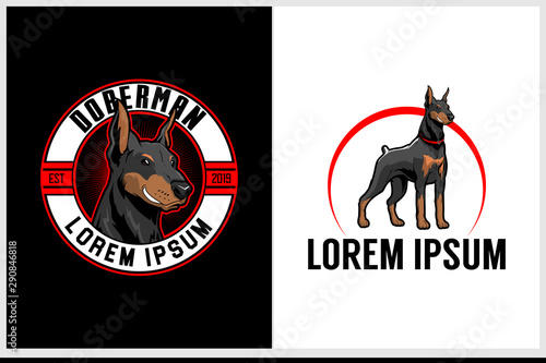 doberman cartoon character vector logo