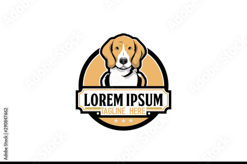 dog cartoon character badge round vector logo template