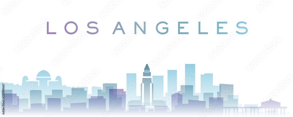 Naklejka Los Angeles Transparent Layers Gradient Landmarks Skyline