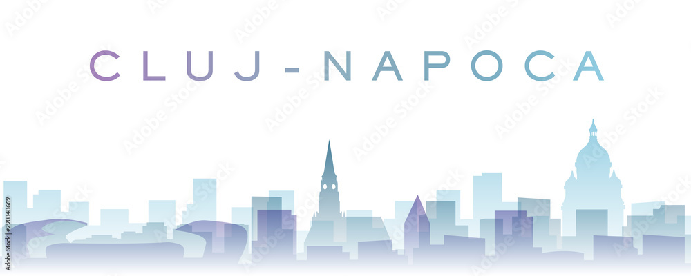 Cluj-Napoca Transparent Layers Gradient Landmarks Skyline