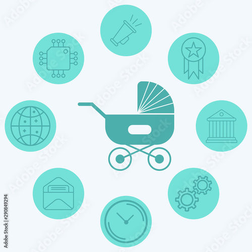 Baby cart vector icon sign symbol