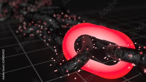 Blockchain technology concept 3d illustration. Inthernet and security symbol photo