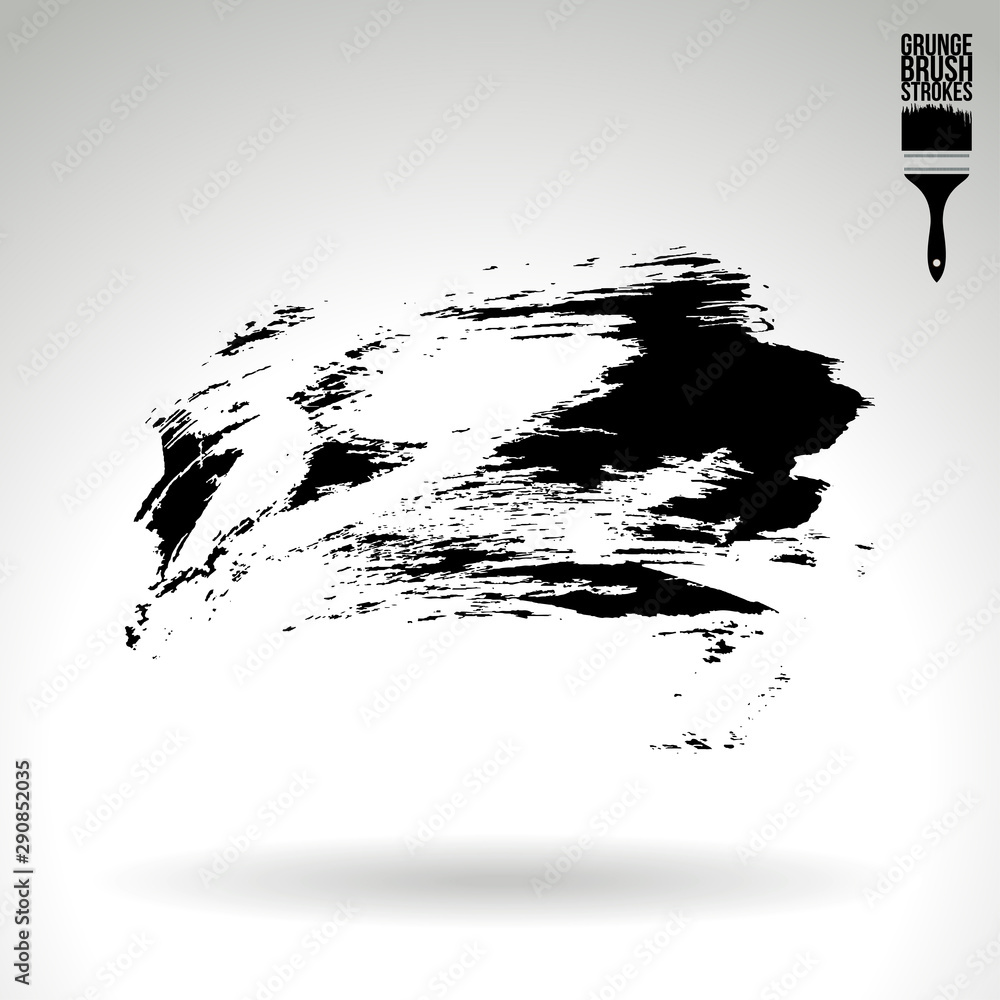 Naklejka premium Black brush stroke and texture. Grunge vector abstract hand - painted element. Underline and border design.