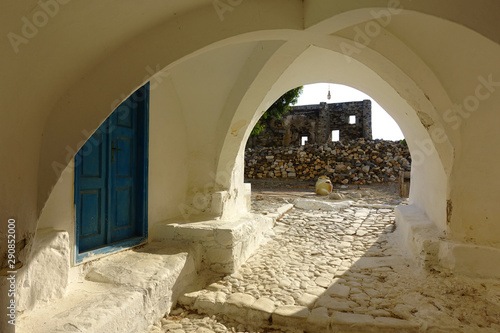 Ruins of iconic castle of Astypalaia island with breathtaking view, Dodecanese, Greece photo