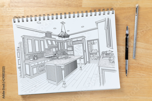 Sketch Pad on Desk Top with...