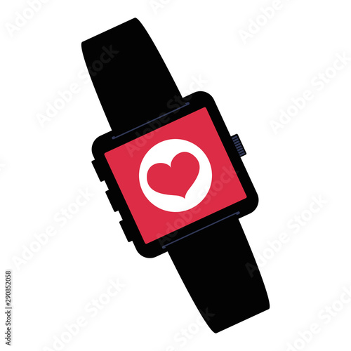 smartwatch technology with heart app vector illustration