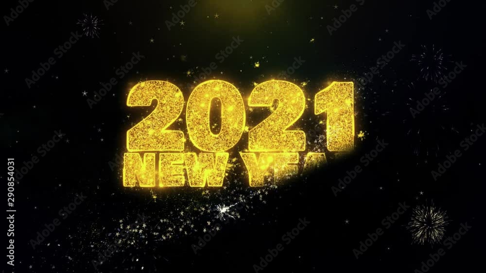 2021 New Year Text Wish on Gold Glitter Particles Spark Exploding Fireworks Display. Greeting card, Wishes, Celebration, Party, Invitation, Gift, Event, Message, Holiday, Festival 4K Loop Animation. 2021 New Year Text Wish on Gold Glitter Particles Spark Exploding Fireworks Display. Greeting card, Wishes, Celebration, Party, Invitation, Gift, Event, Message, Holiday, Festival 4K Loop Animation.