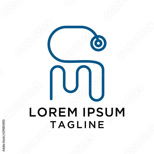 initial letter logo SM  stethoscope  logo template