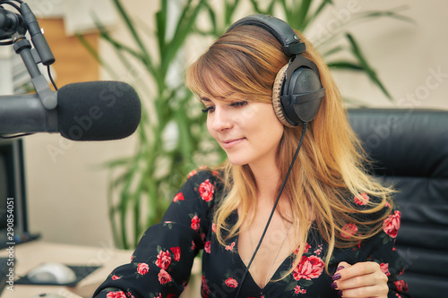 Принти на полотні Female translator in a recording studio