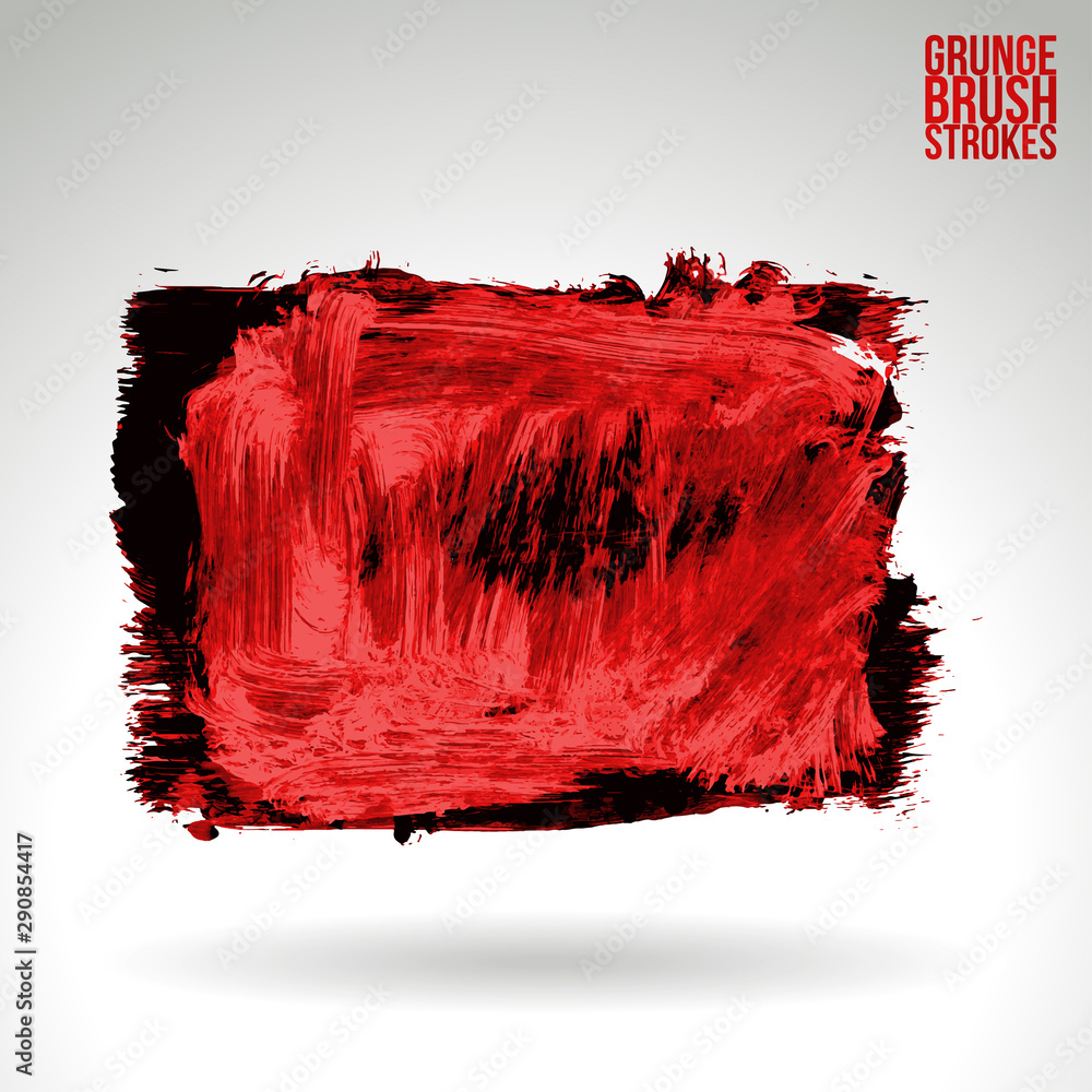 Red brush stroke and texture. Grunge vector abstract hand - painted ...