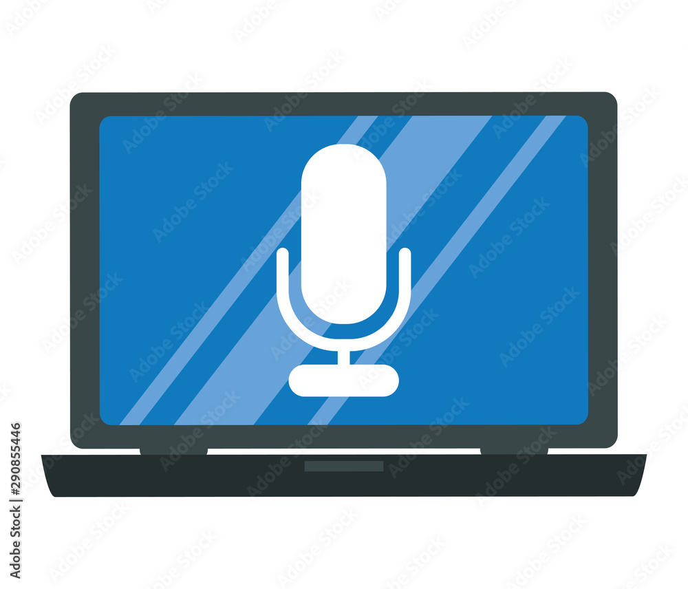 laptop computer with microphone vector illustration laptop computer with microphone vector illustration