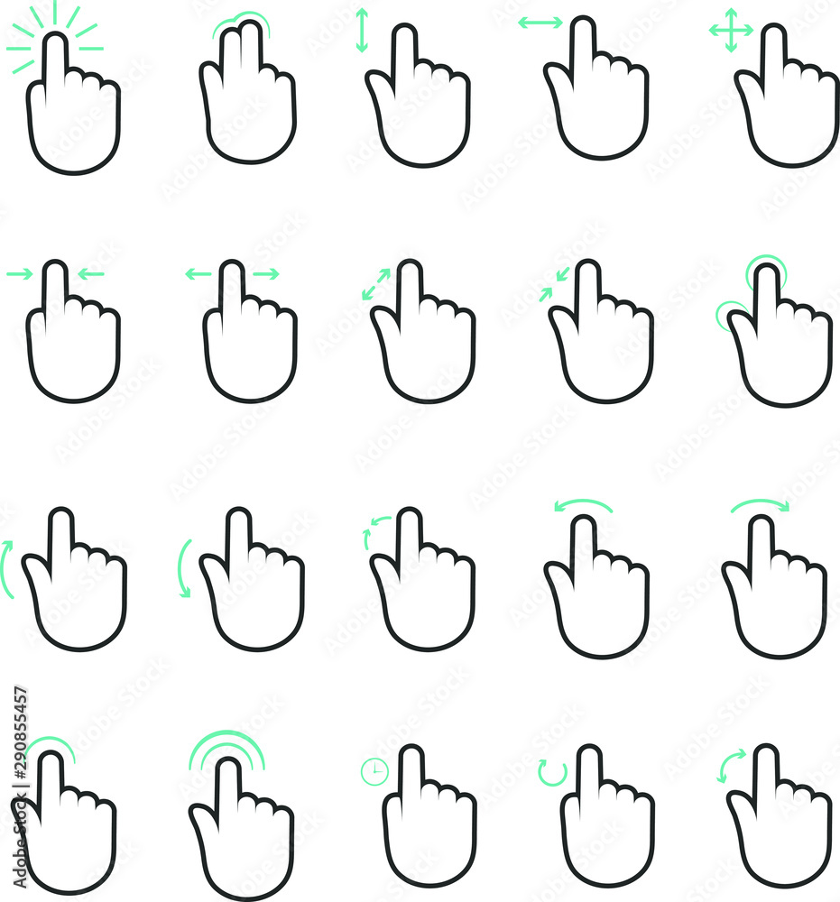 Hand Gestures Pixel Perfect for Web Graphics and Apps. Simple Minimal Pictogram - Vector - Vector Hand Gestures Pixel Perfect for Web Graphics and Apps. Simple Minimal Pictogram - Vector - Vector