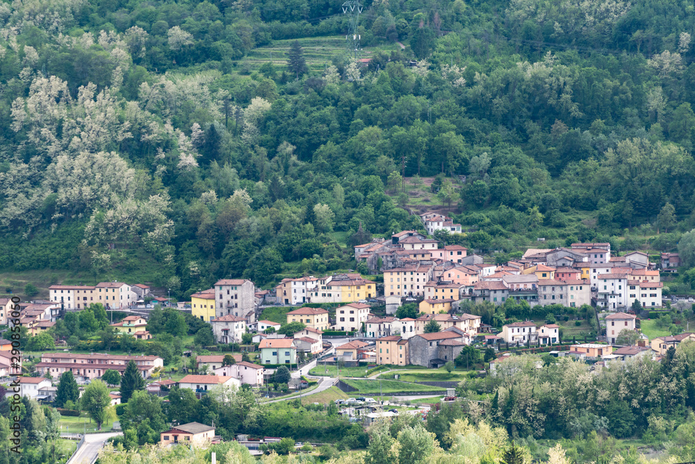 Tuscany. A village in a valley near the town of Barga. An old hill town in Italy.