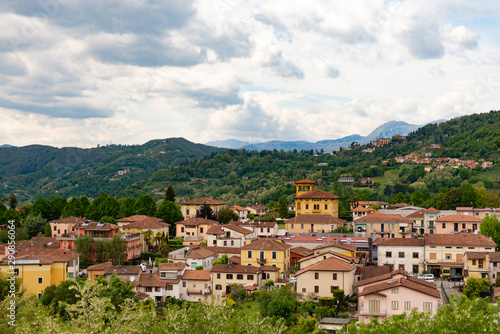 Tuscany. Barga city  a more modern part. An old hill town in Italy.