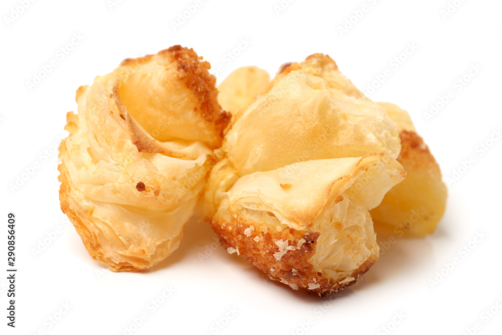 Crispy pie for eat is snack on white background