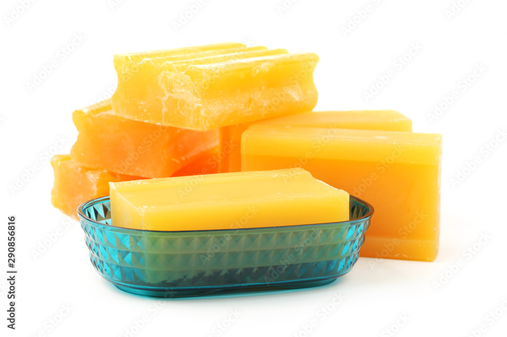 Yellow soap isolated on white background Yellow soap isolated on white background
