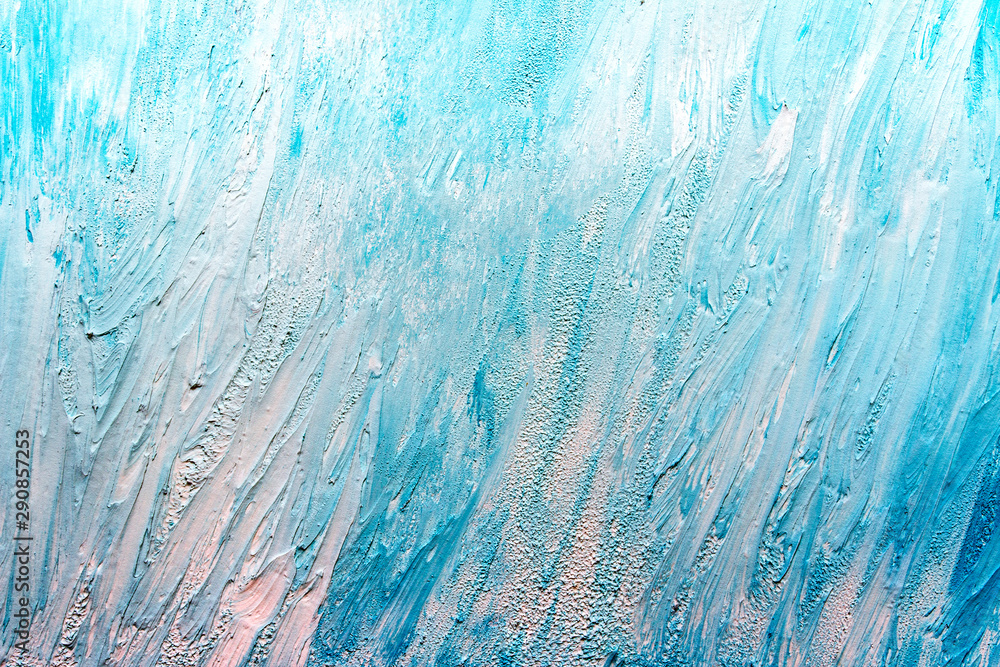 Vibrant messy untidy texture of plaster mixed with blue acrylic paint