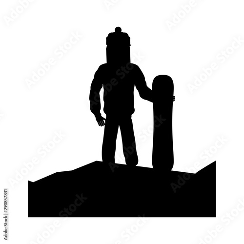 silhouette snowboard athlete icon vector illustration