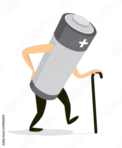 Used old battery walking with cane