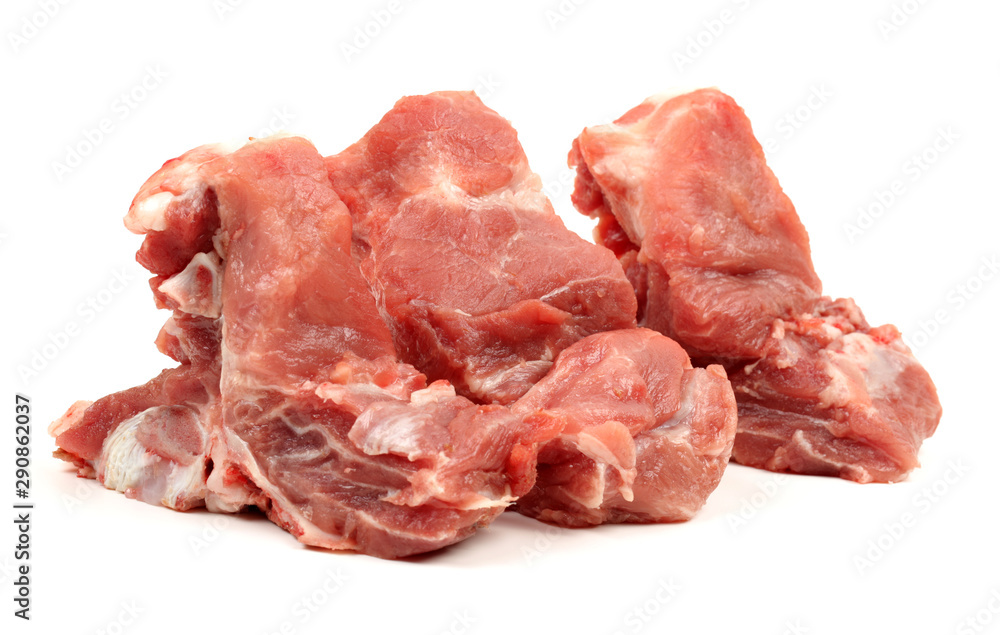 Raw pork ribs rack isolated on the white background