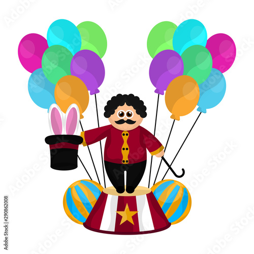 Circus magician doing a trick with a hat - Vector