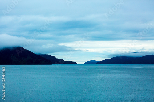 Beautiful sea and coastal scenery in the Marlborough Sounds of New Zealand