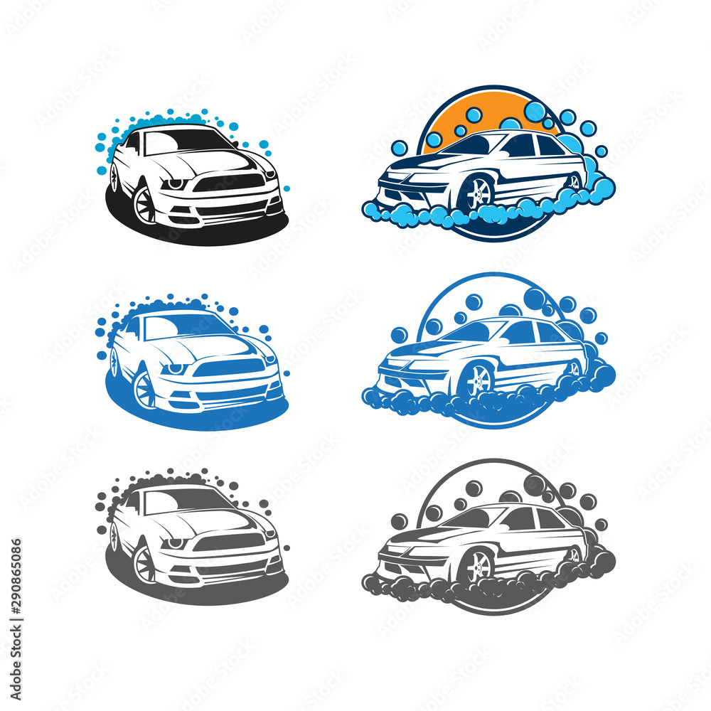 Obraz premium wash car logo set