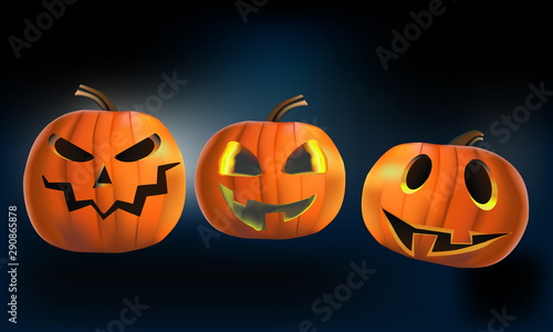 halloween pumpkins on black background