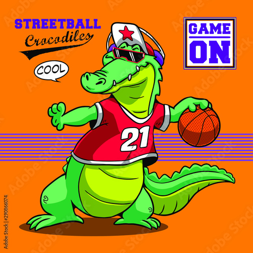 funny cartoon crocodile illustration 