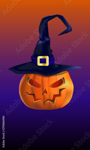 halloween pumpkin with witch hat