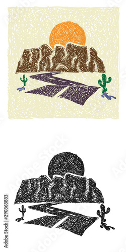 Canyon Hand-drawn illustration