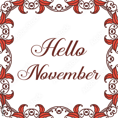 Wallpaper Mural Handwritten hello november, with decorative element of leaf floral frame. Vector Torontodigital.ca