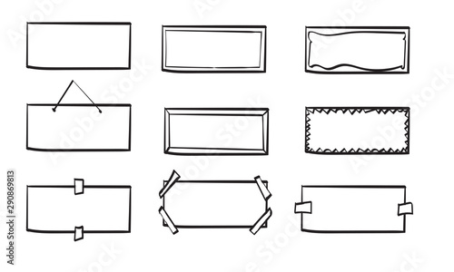doodle frame collection handdrawn line style vector
