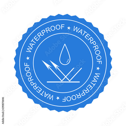 Waterproof logo flat illustration isolated on white background.