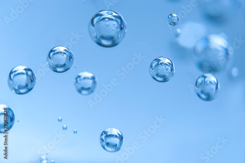 macro air bubbles clean light blue background