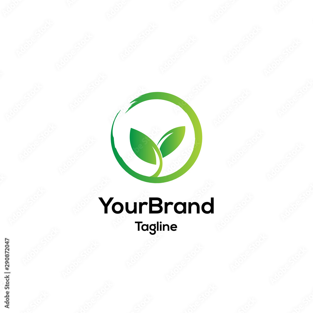 Green leaf circle logo template Green leaf circle logo template
