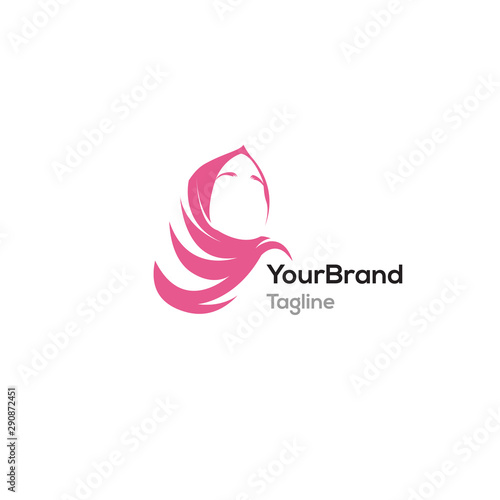 Feminine Pink hijab logo template photo