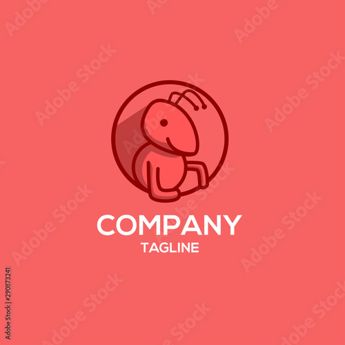 Modern funny red ant logo template