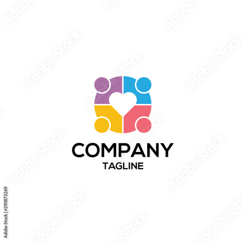 Love community logo template. Modern logo design for love child, mom or other