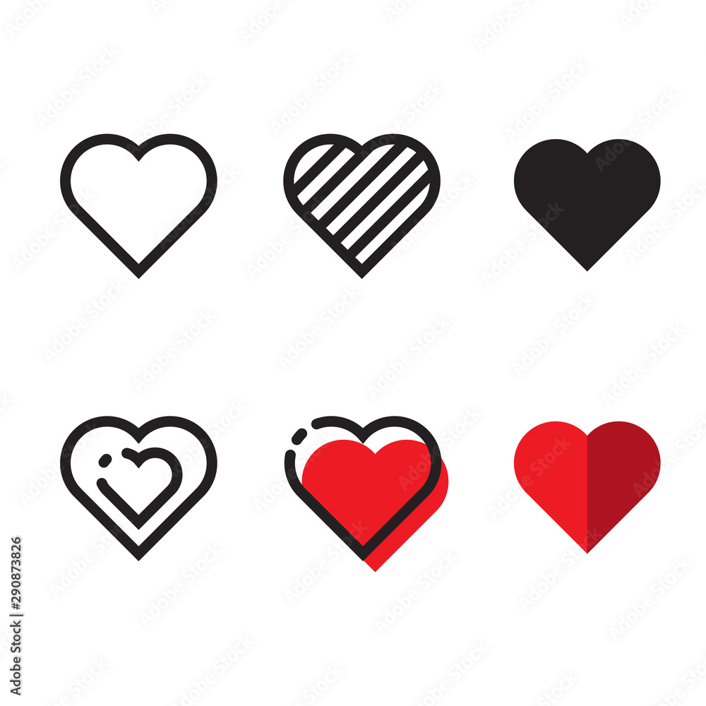 Set of heart icons graphic element