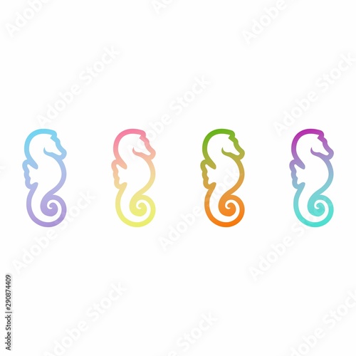 The Amazing of Colorful Seahorse Icon Design