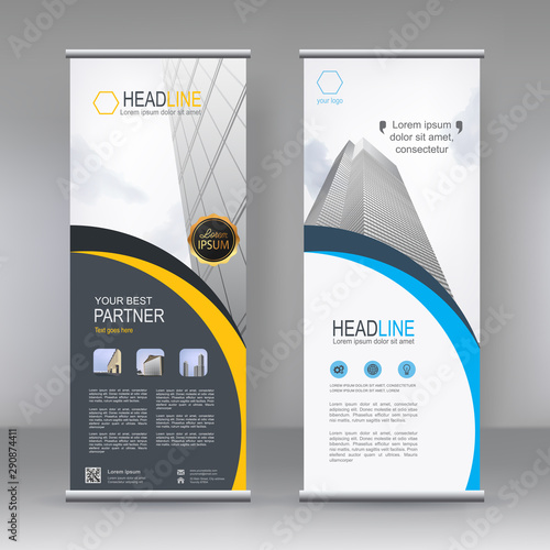 Vertical banner stand template design. can use for brochure flyer, covers ,infographics ,vector abstract geometric background, modern x-banner and flag-banner advertising design element