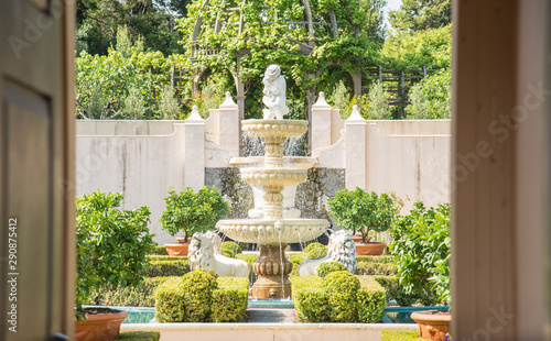The beautiful fountain of Italian Renaissance Garden an iconic famous gardens in Hamilton gardens of New Zealand. 