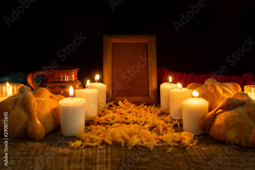 Day of the dead altar with bread