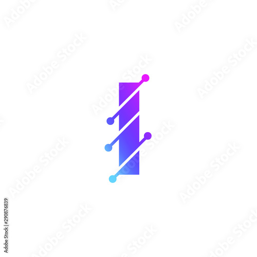 Letter Logo Science Technology. Connected Dots Letter Design Vector with Points.