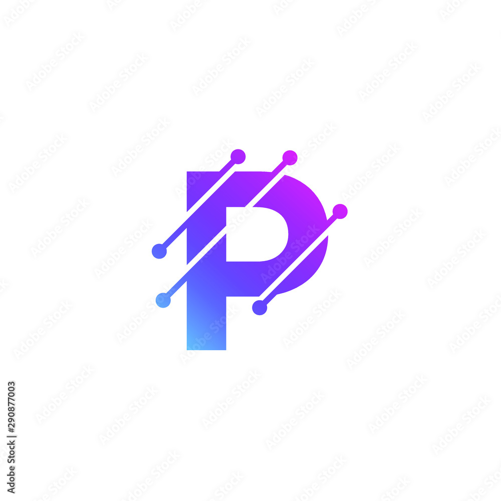 Letter Logo Science Technology. Connected Dots Letter Design Vector with Points.