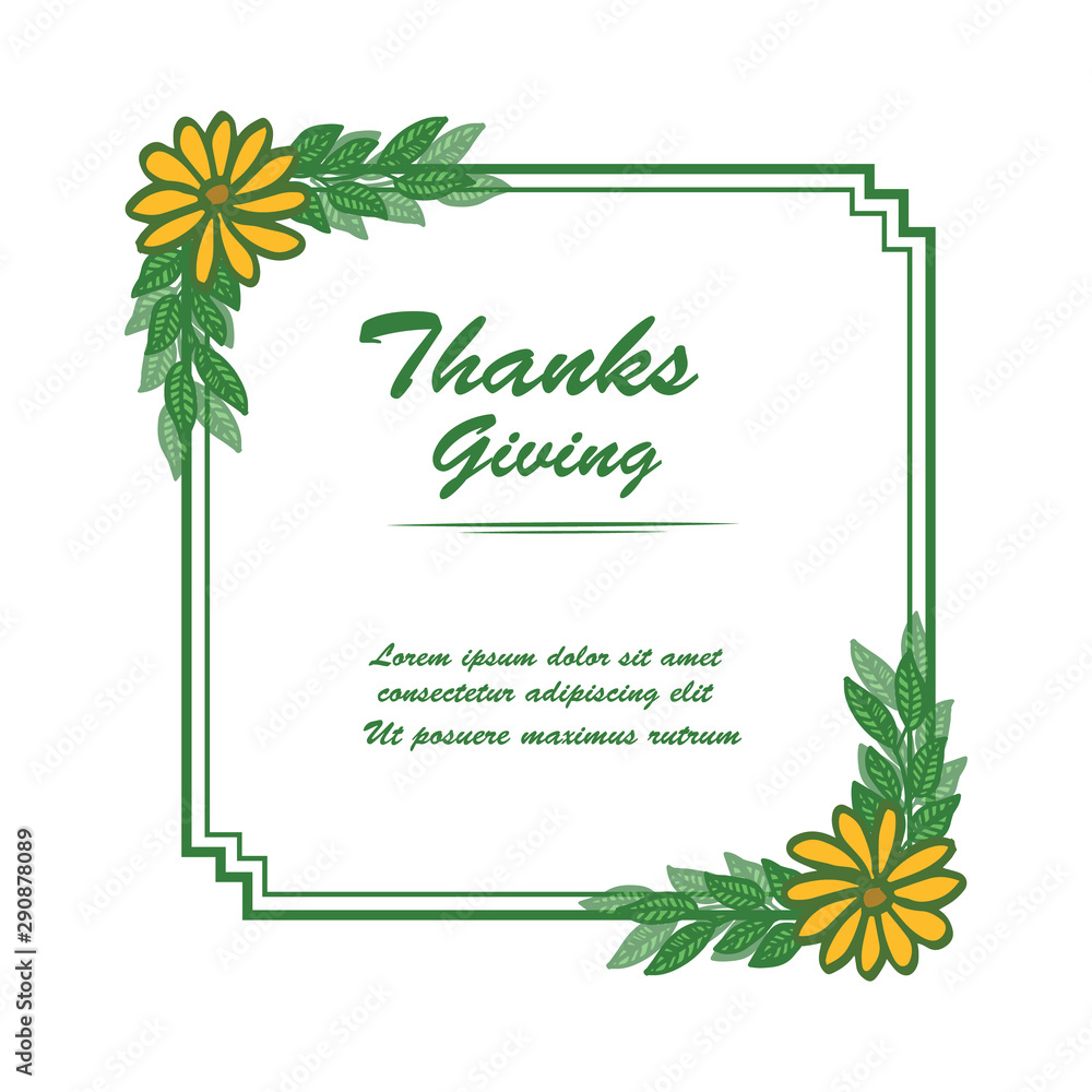 Obraz premium Thanksgiving card collection, cute orange flower frame. Vector