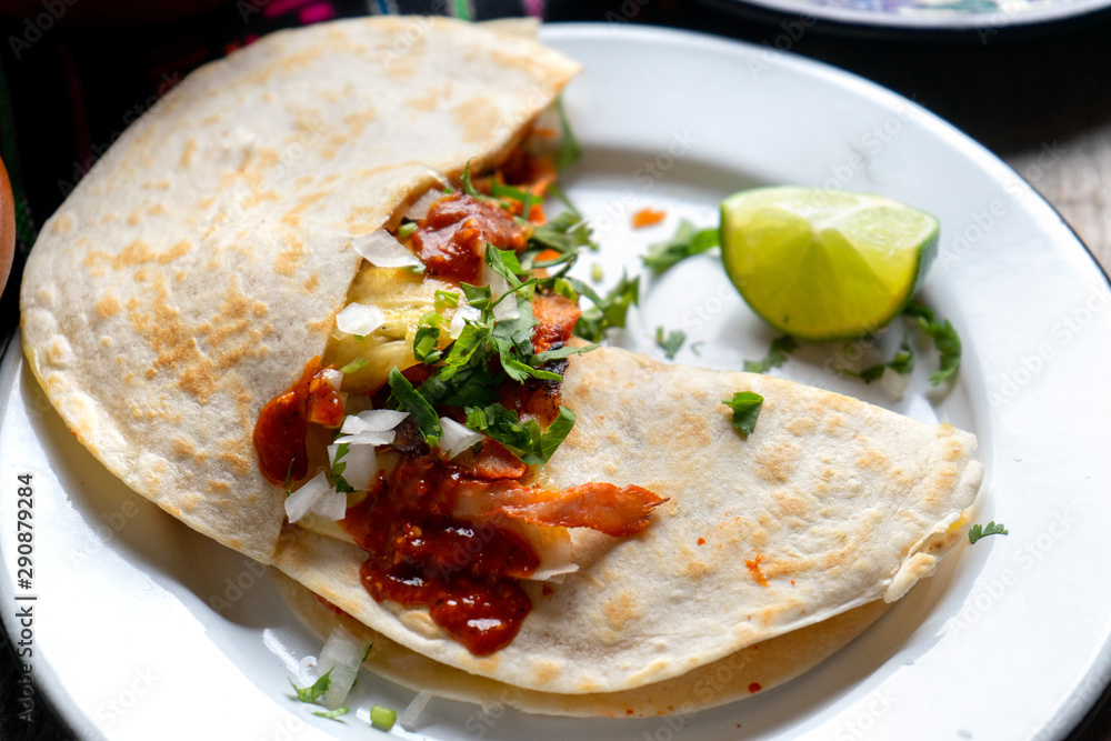 Mexican quesadilla with pork also called Mexican quesadilla with pork also called