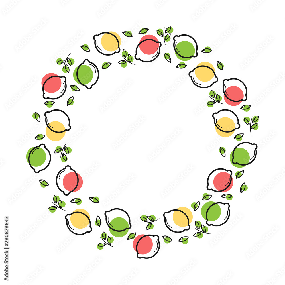 natural healthy lemon lime vector background with flat icons design